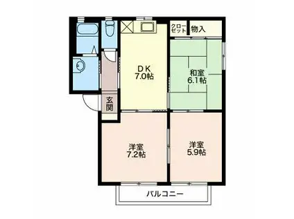 カサグランデ仲道 A棟(3DK/1階)の間取り写真