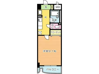 ウイングス片野II(1K/8階)の間取り写真