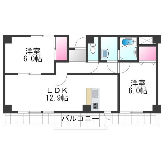 クレールI・K(2LDK/2階)の間取り写真