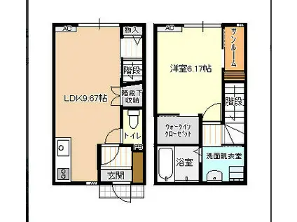ビオラ古城塚A棟(1LDK/1階)の間取り写真