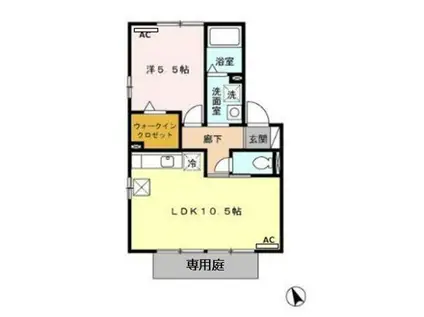 セジュールロイヤル A(1LDK/1階)の間取り写真