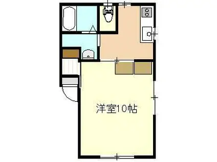 オムドゥ・ボヌールII(1K/1階)の間取り写真