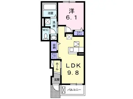 カーサヴェルデ(1LDK/1階)の間取り写真
