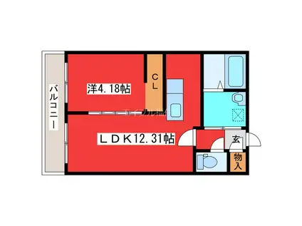 HIGHLIGHT FUKUZUMI(1LDK/2階)の間取り写真