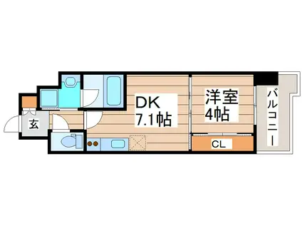 S-FORT青葉上杉(1DK/12階)の間取り写真
