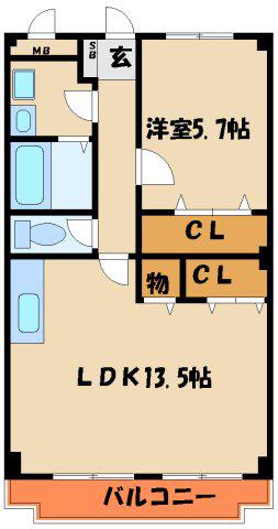 ディアコートK(1LDK/1階)の間取り写真