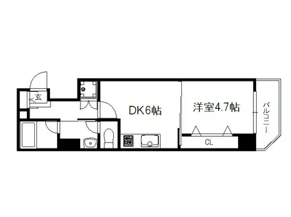 ベラジオ京都洛南II(1DK/3階)の間取り写真