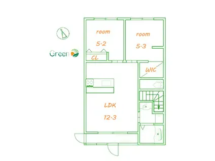 ARENDELLE(2LDK/2階)の間取り写真