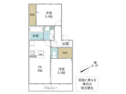 ロイジェントパークス小美玉 A棟(2DK/2階)の間取り写真