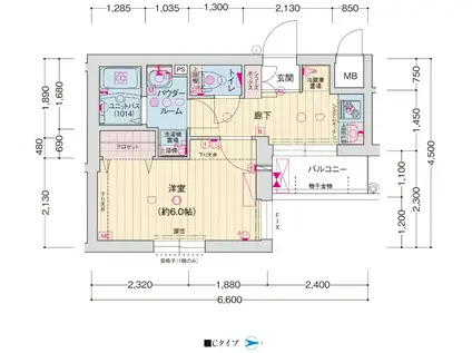 ヴィラ四条大宮(1K/3階)の間取り写真