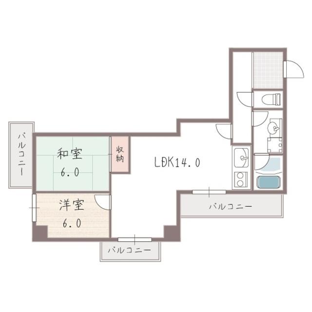 ベルンガーデン東平(2LDK/3階)の間取り写真