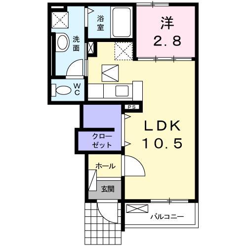 ジュネス原1番館(1LDK/1階)の間取り写真