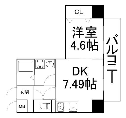 アートレジデンス上町(1LDK/6階)の間取り写真