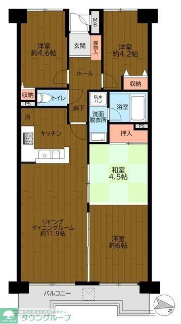 ラブリーハイツ久里浜(4LDK/9階)の間取り写真