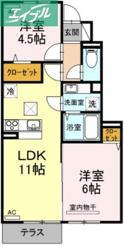 レガーロIV B棟(2LDK/1階)の間取り写真