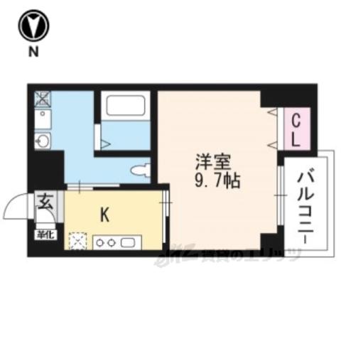 VERDE御所東(1K/3階)の間取り写真