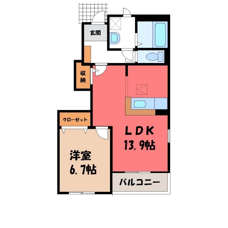 ジェム フォレスト II(1LDK/1階)の間取り写真