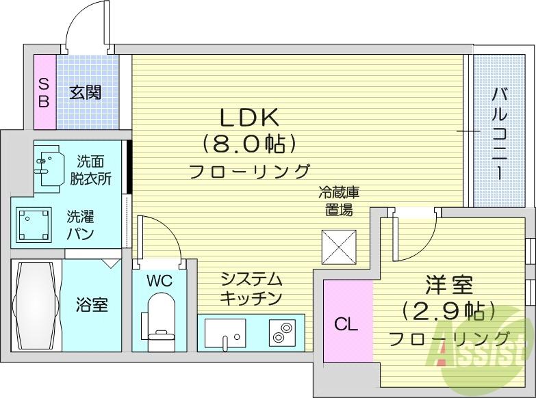 プルミエールJINNO(1LDK/2階)の間取り写真