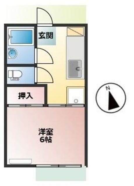 ウエストハウス(1K/1階)の間取り写真