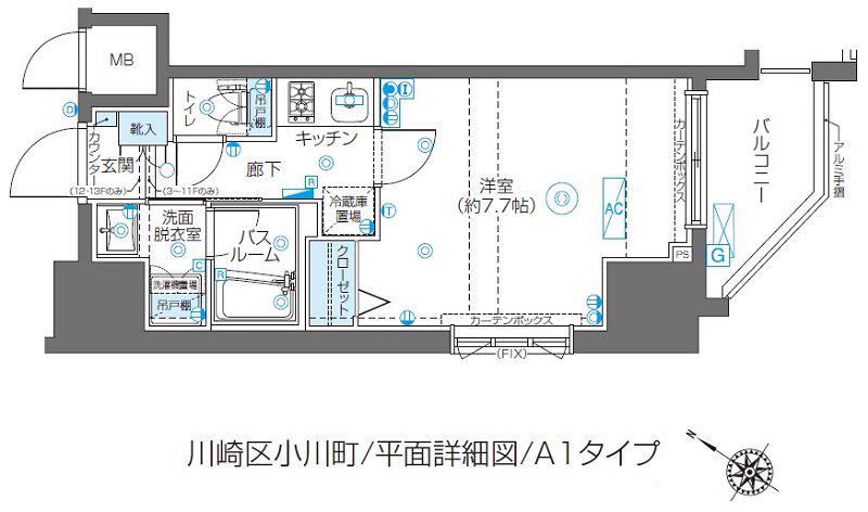 ZOOM川崎SECOND(1K/10階)の間取り写真