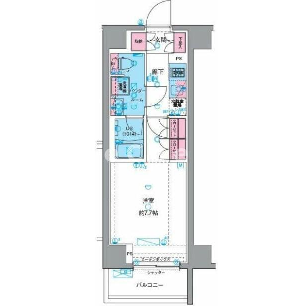 GENOVIA南千住VISKYGARDEN(1K/1階)の間取り写真
