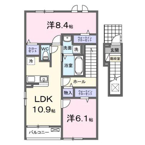 メゾン クラージュ(2LDK/2階)の間取り写真