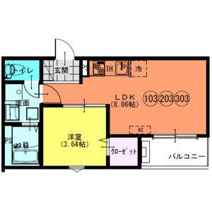 FSTYLE八尾北久宝寺(1LDK/2階)の間取り写真