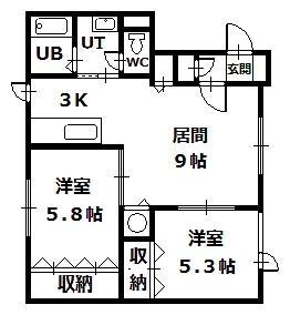 DORF(2LDK/2階)の間取り写真