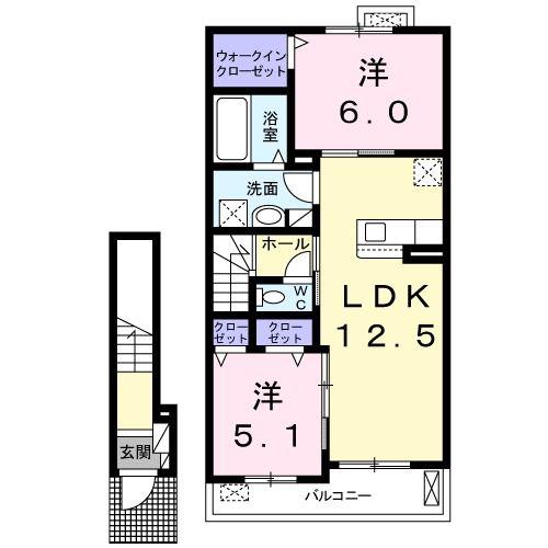 ルミエール(2LDK/2階)の間取り写真