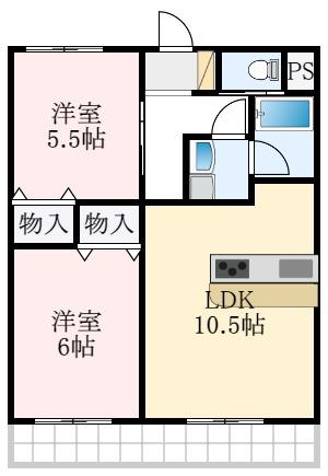 ヴィスタシア(2LDK/2階)の間取り写真