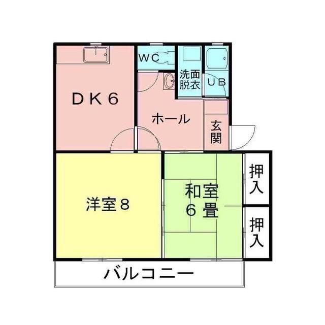 コーポスルガB(2DK/1階)の間取り写真