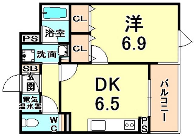 西宮アネックス(1DK/2階)の間取り写真