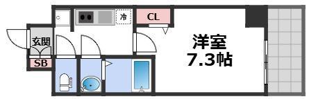 ソルテラスOSAKA MID イーストクレアスト(1K/8階)の間取り写真