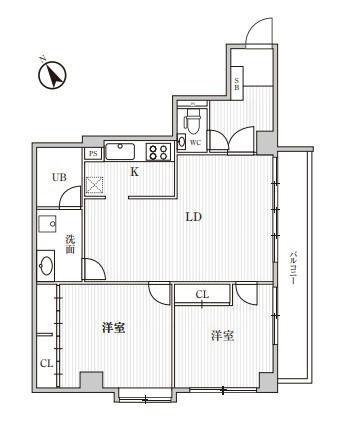 リエール市ヶ谷(2LDK/2階)の間取り写真