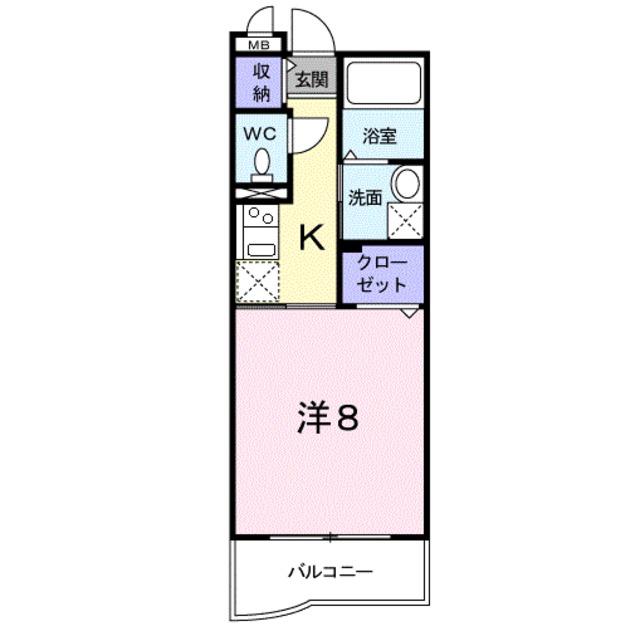ソレイユ(1K/2階)の間取り写真