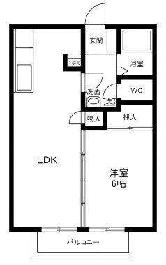 松村ハイツD棟(1LDK/1階)の間取り写真