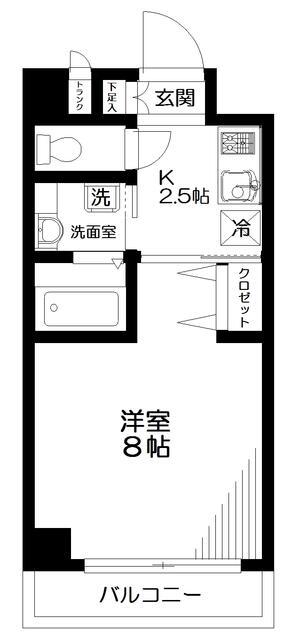 ヴェルデ王子II(1K/3階)の間取り写真