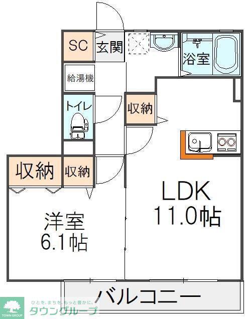 ガーデンヒルズB(1LDK/3階)の間取り写真
