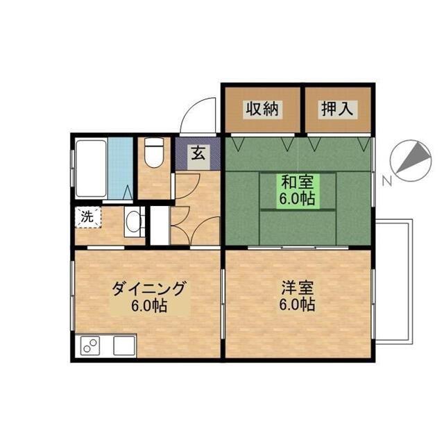 セジュールサンライズA(2DK/2階)の間取り写真