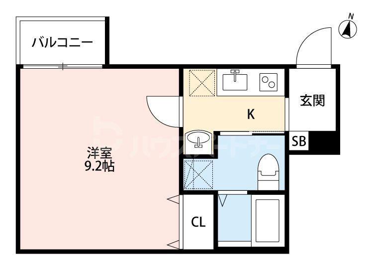 TOCCO江北(1K/2階)の間取り写真