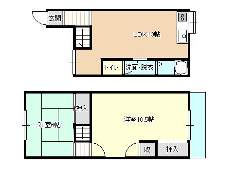 古新ハイツ(2LDK/1階)の間取り写真