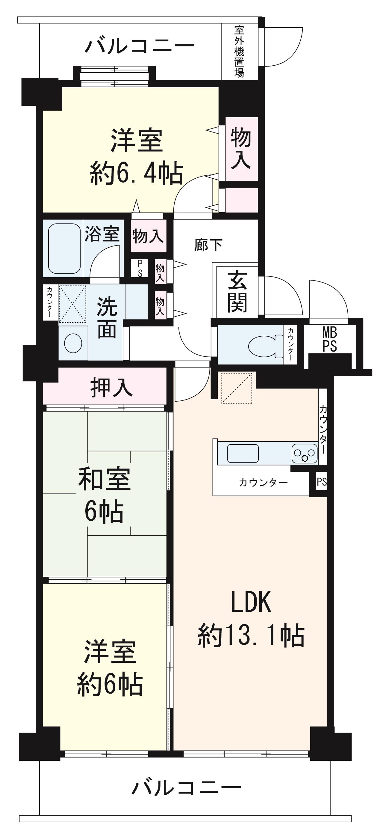 レジオン西宮(3LDK/3階)の間取り写真