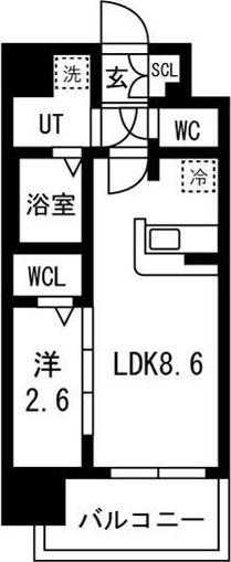 ファステート東大阪アダマス(1LDK/13階)の間取り写真