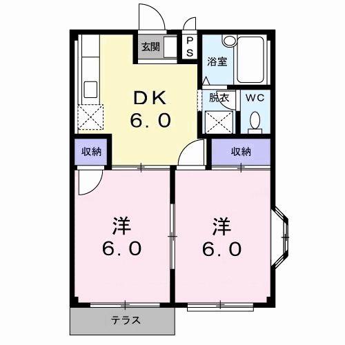 レジデンスJS(2DK/1階)の間取り写真
