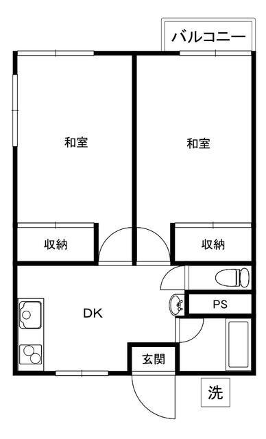 麻溝台第一ハイム(2DK/1階)の間取り写真