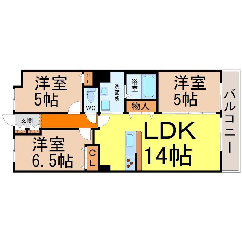 ベレーサ熱田(3LDK/3階)の間取り写真