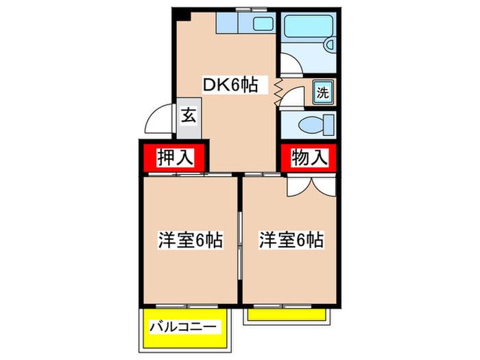 ドリームハイツ(2DK/2階)の間取り写真