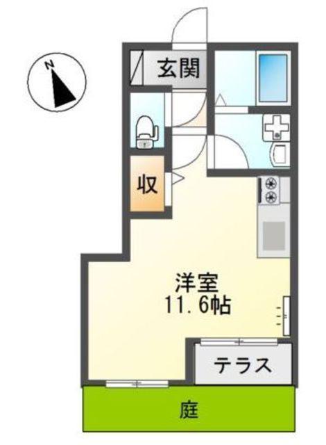 ダブルクインテット(ワンルーム/1階)の間取り写真