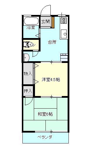 シティーハイム東栄(2K/1階)の間取り写真