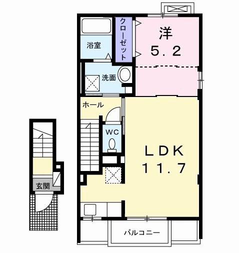 S.COURT古世(1LDK/2階)の間取り写真